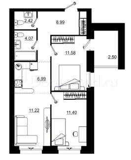 планировка квартиры 59 м2